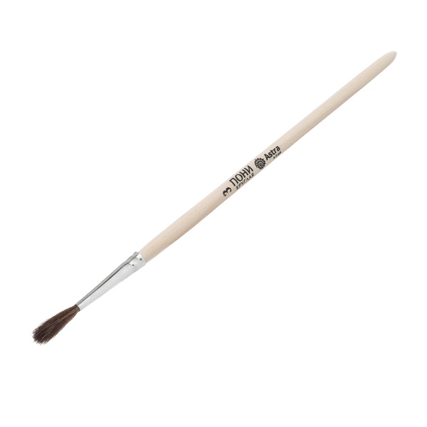 Кисть школьная, пони, круглая №3, 10шт/уп, Astra&Craft