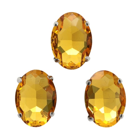 ОЦ004НН1318 Хрустальные стразы в цапах овальной формы, желтый 13х18 мм, 3 шт.