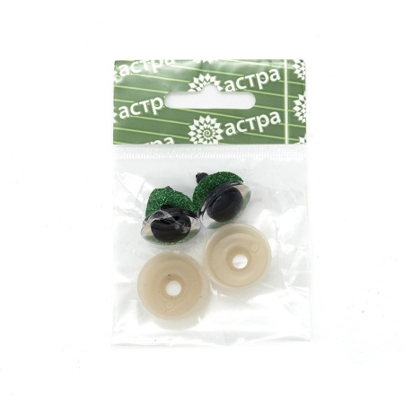 AR1219-B Глаза искристые зеленые 20мм, 2шт/упак