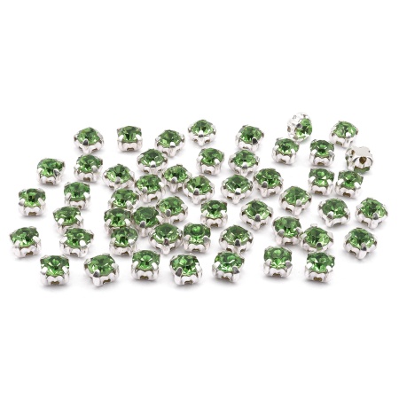 4AR159/166 Хрустальные стразы в цапах/серебро, 4мм, 50шт/упак, Astra&Craft (06 светло-зеленый)