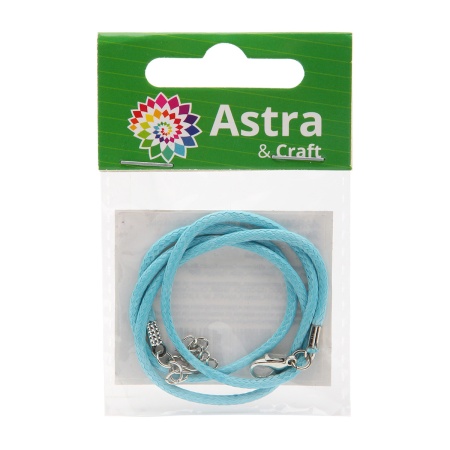 4AR343 Шнур вощеный с замком, 2мм, 45см. Astra&Craft (41 голубой)