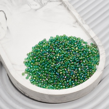 Бисер, (стекло), 11/0, упак./20 гр., Astra&Craft (167B зеленый/прозр.радужный)