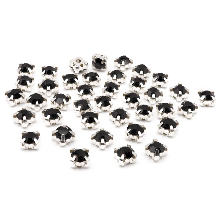 4AR169/176 Хрустальные стразы в цапах/серебро, 6мм, 40шт/упак, Astra&Craft (38 черный)