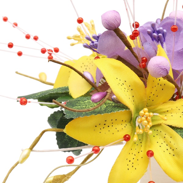 Набор мини-букетиков для декора, высота 12-14 см, желто-фиолетовый, Astra&Craft