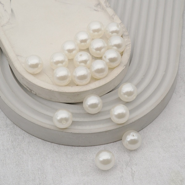 Бусины пластиковые, 'жемчуг', цветные, круглые, 14мм, 25гр, Astra&Craft (001 NL белый)