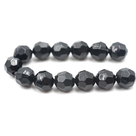 2023 Бусины пластиковые, акрил, прозрач. в цвете, граненые круглые, 8мм, 25гр, Astra&Craft (90 черный)