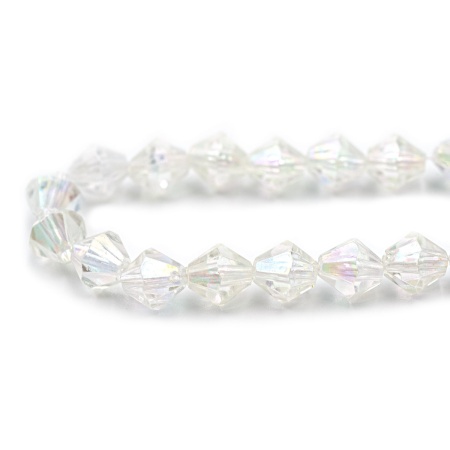 2017 Бусины пластиковые, акрил, прозрач. в цвете, граненый биконус, 8мм, 25гр, Astra&Craft (1AB прозрачный/голограмма)