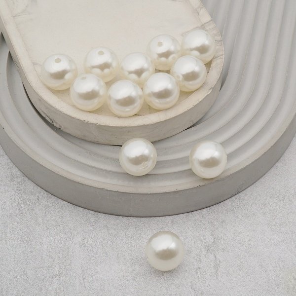 Бусины пластиковые, 'жемчуг', цветные, круглые, 16мм, 25гр, Astra&Craft (001 NL белый)