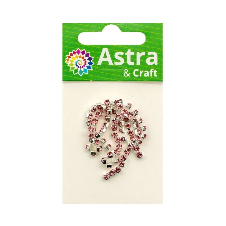 ЦС006СЦ3 Стразовые цепочки (серебро), цвет: розовый, размер 3 мм, 30 см/упак.