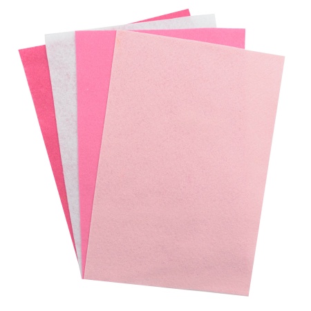 Фетр листовой мягкий ассорти, 1.0мм, 20х30см, 4шт/упак, Astra&Craft (5 розовый,белый,светло-розовый,телесный)