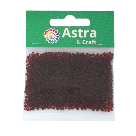 Бисер, (стекло), 11/0, упак./20 гр., Astra&Craft (310 красный(черн.центр)/прозр.с цвет.центром)