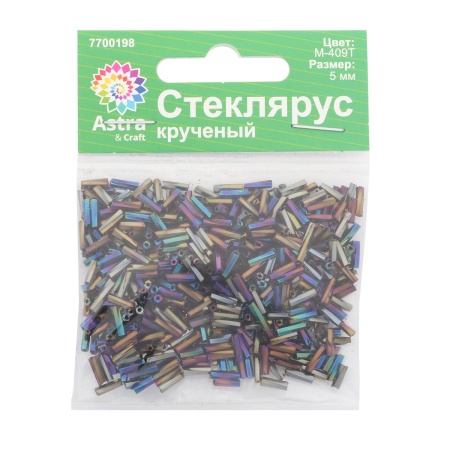 Стеклярус крученый, (стекло), 5 мм, 20 г., Astra&Craft (М-409Т т.зелёный (крученый))