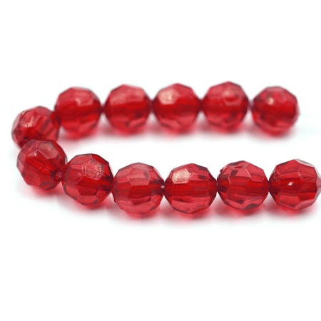 2023 Бусины пластиковые, акрил, прозрач. в цвете, граненые круглые, 8мм, 25гр, Astra&Craft (9 красный)