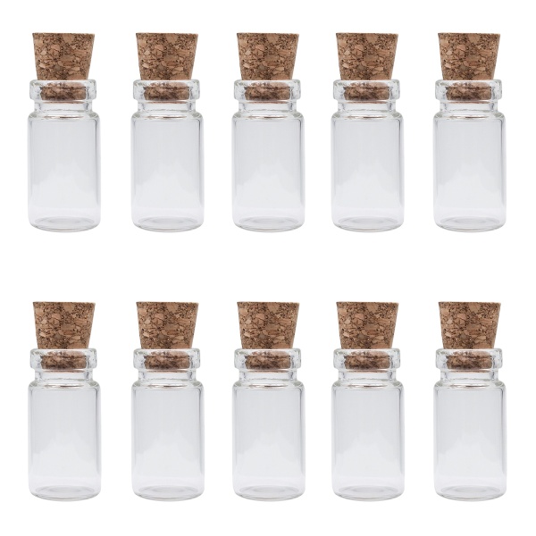 Баночки стеклянные с пробкой 1,1*2,2 см, 1 мл, 10 шт/упак