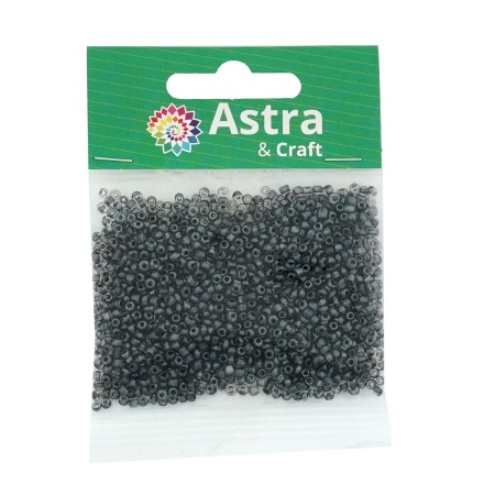 Бисер, (стекло), 11/0, упак./20 гр., Astra&Craft (2210 серый/прозр.с.цвет.центром(глянцевый))