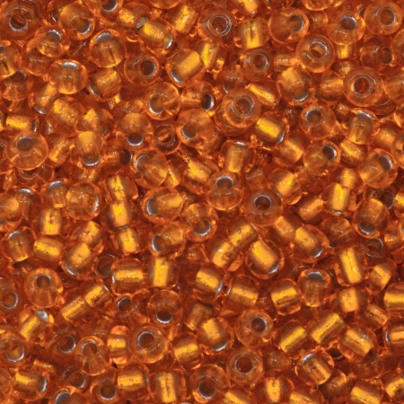 Бисер, (стекло), 11/0, упак./20 гр., Astra&Craft (29B т.оранжевый/прозр.серебрист.центр(круг.отв.))