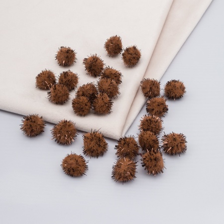 Помпоны с люрексом, 13мм, 25шт/упак, Astra&Craft (23 кофейный)