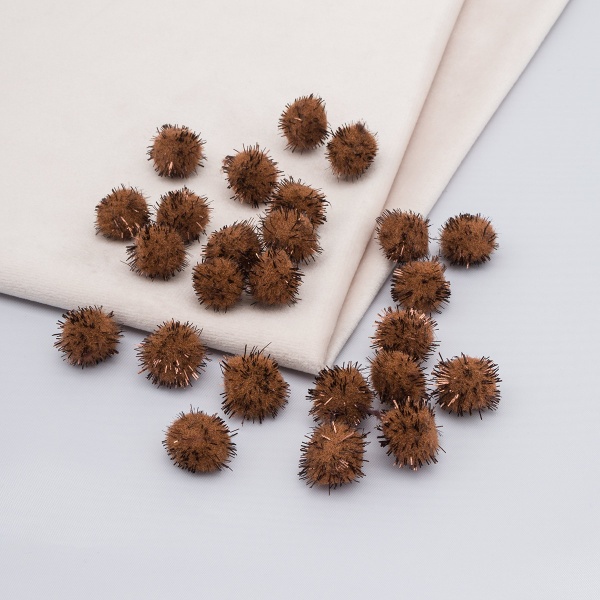 Помпоны с люрексом, 13мм, 25шт/упак, Astra&Craft (23 кофейный)