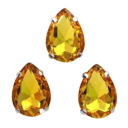 АЦ004НН1318 Хрустальные стразы в цапах формы 'капля', желтый 13х18 мм, 3 шт.