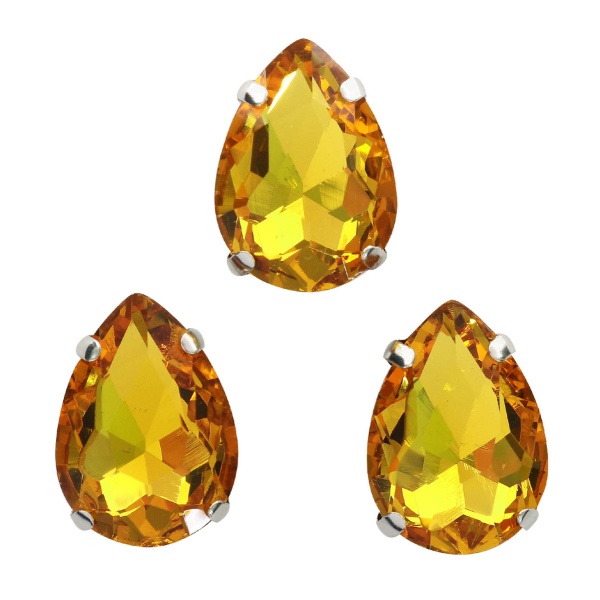 АЦ004НН1318 Хрустальные стразы в цапах формы 'капля', желтый 13х18 мм, 3 шт.
