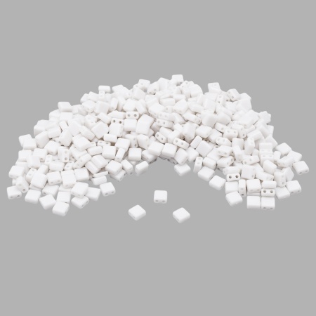 7429 Бусины пластиковые с двойным отверстием, плоский квадрат, 6*6*3мм, 50гр Astra&Craft (16 белый)