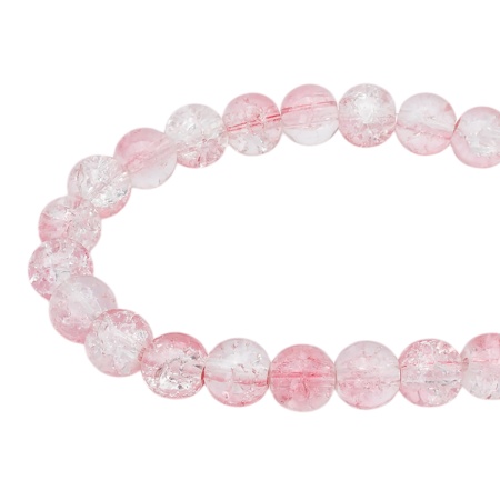 1301138 Бусины стеклянные 'Кракле' 8мм, упак/46шт., Astra&Craft (SY 24 градиент прозрачный/розовый)