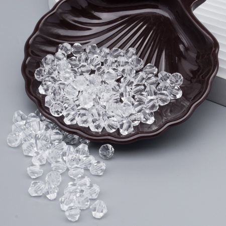 2017 Бусины пластиковые, акрил, прозрач. в цвете, граненый биконус, 8мм, 25гр, Astra&Craft (1 прозрачный)