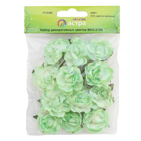 MH3-2188 Набор декоративных цветов D=3*1,5см, 12шт, Astra&Craft (E05 светло-зеленый)