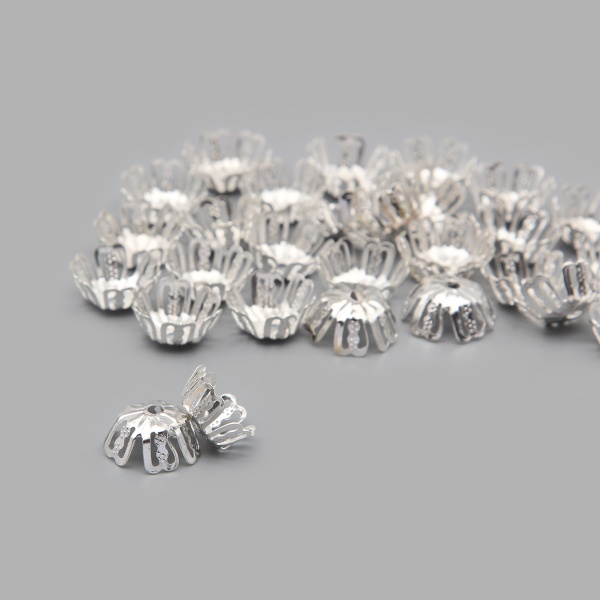 Шапочка для бусин 4AR209-3, 13мм 30шт/упак, Astra&Craft (серебро)