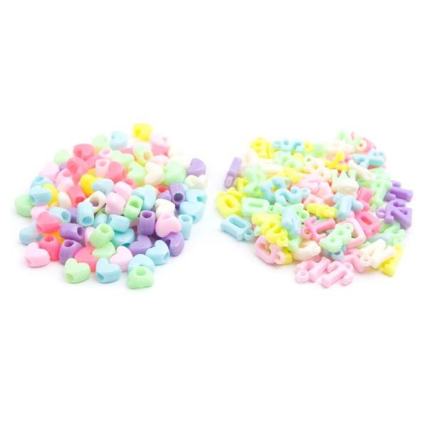 CN2038-6577 Бусины 'Сердечки и английские буквы', пластик, 2*20гр Astra&Craft