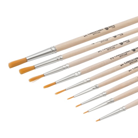 Набор кистей №7, синтетика (круглая №1,2,3,4,5, круглая №1 ук./в 0,3-0,6), 9шт/уп, Astra&Craft
