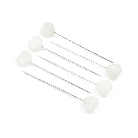 H17-L1379 Булавки для квилтинга с белыми сердечками, 6 шт/упак, Astra&Craft