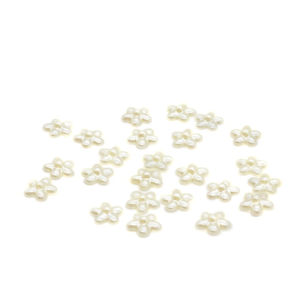 Декор для рукоделия 'Цветочек' 1,0см, 25шт/упак (кремовый)