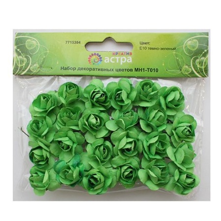 MH1-T010 Набор декоративных цветов D=2*2см, 24шт, Astra&Craft (E10 темно-зеленый)