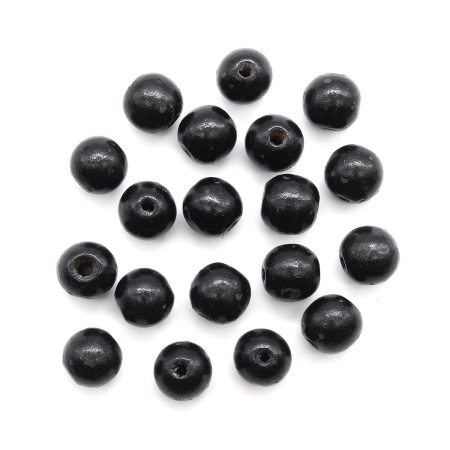Бусины деревянные,натуральные, круглые, 16мм, 50гр, 40(+/-2) шт/упак, Astra&Craft (черный)