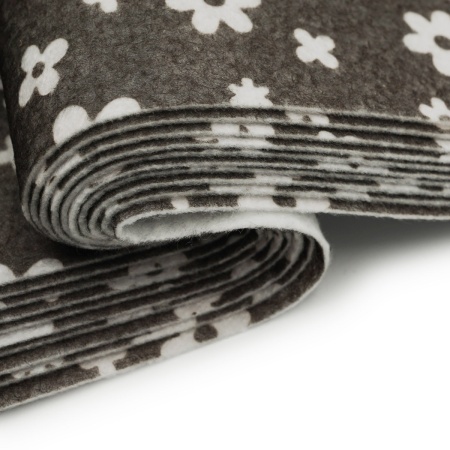 Фетр листовой мягкий с рисунком 'Цветочки', 1.0мм, 20х27см, 10 шт/упак, Astra&Craft (AF861/YF690 шоколадный)