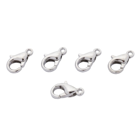 4AR233 Замок для бус карабин 10мм, 5шт/упак, Astra&Craft (Никель)