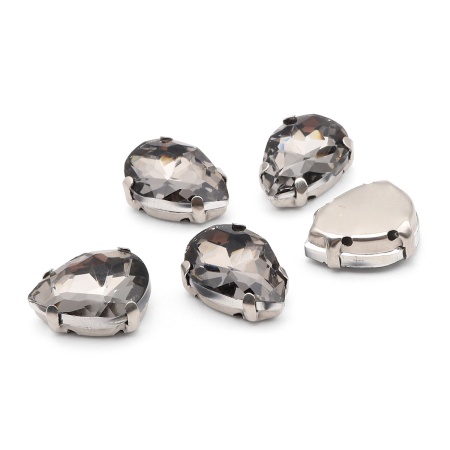 АЦ012НН1014 Хрустальные стразы в цапах формы 'капля', серый 10х14 мм, 5 шт