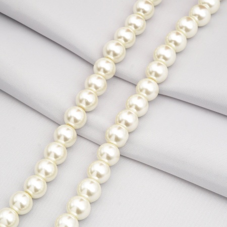 Бусины стеклянные на нитке, 10 мм, длина 40 см, Astra&Craft (SA-06 жемчужный)