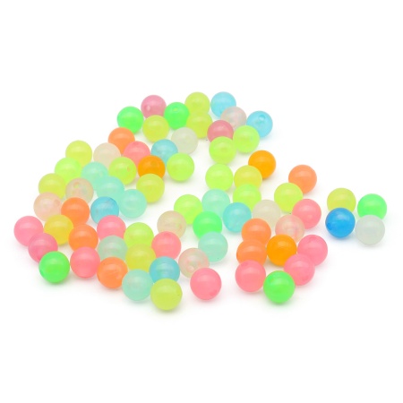2008 Бусины пластиковые, светящиеся в темноте, микс цвета, круглые, 8мм, 20г, Astra&Craft