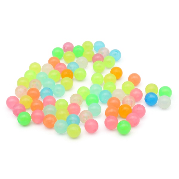 2008 Бусины пластиковые, светящиеся в темноте, микс цвета, круглые, 8мм, 20г, Astra&Craft