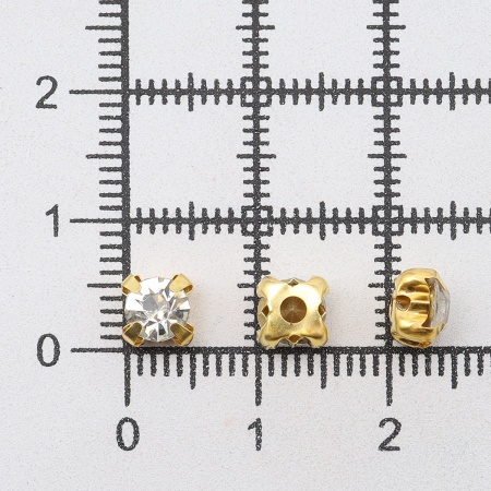 4AR169/176 Хрустальные стразы в цапах/золото, 6мм, 40шт/упак, Astra&Craft (01 прозрачный)