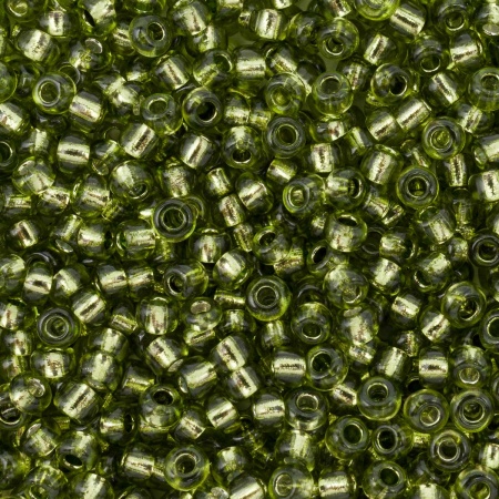 Бисер, (стекло), 11/0, упак./20 гр., Astra&Craft (55А зеленый/прозрачный с серебрист. центром ( кругл. Отв))