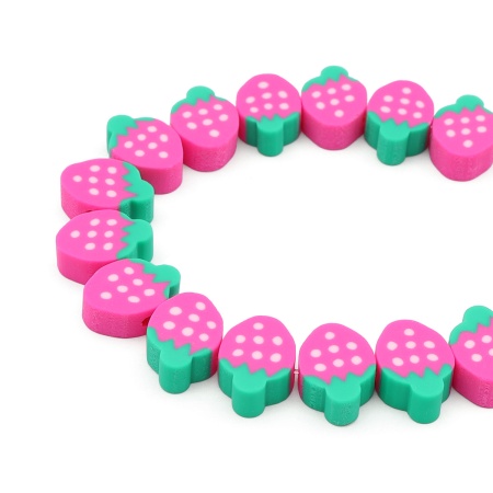 ZZ1413 Бусины из полимерной глины 'Клубничка', ярко-розовая, 50 (+/- 3)шт/упак, Astra&Craft