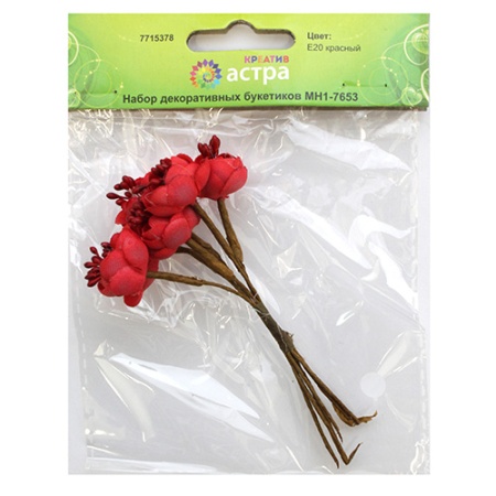 MH1-7653 Набор декоративных букетиков 'Вишня' D2*3*H10см, 6шт, Astra&Craft (E20 красный)