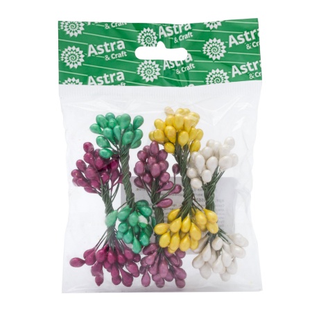 Тычинки для искусственных цветов на проволоке 0,5*6см, 50гр +/-3гр, 5 цветов, желто-бордовый микс