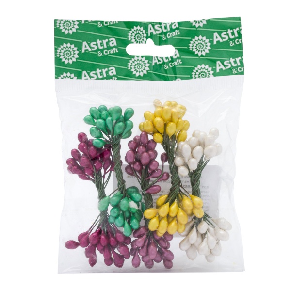 Тычинки для искусственных цветов на проволоке 0,5*6см, 50гр +/-3гр, 5 цветов, желто-бордовый микс