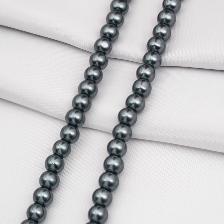 Бусины стеклянные на нитке, 8 мм, длина 40 см, Astra&Craft (SB-27 графит)