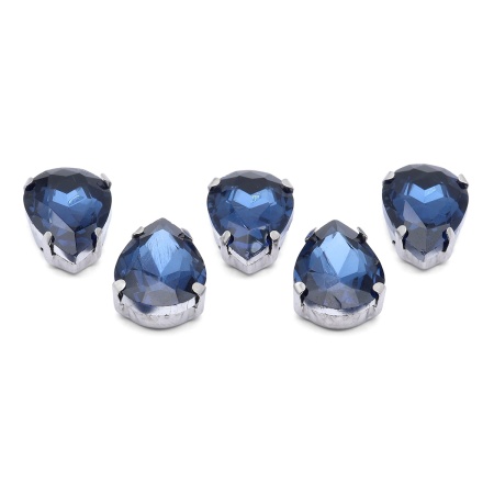 АЦ028НН1014 Хрустальные стразы в цапах формы 'капля', полуночный синий 10х14мм, 5шт