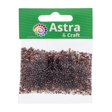 Бисер, (стекло), 11/0, упак./20 гр., Astra&Craft (904 коричневый/прозрачный)
